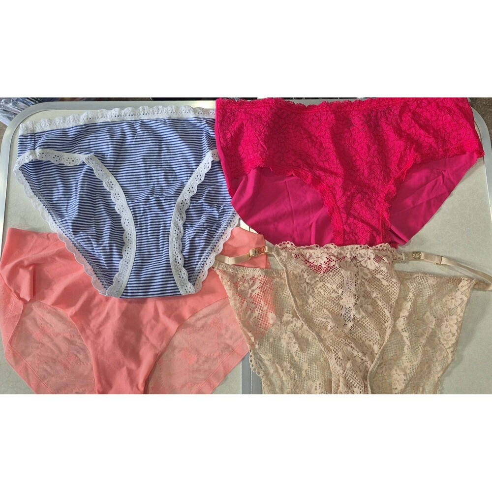 NWOT Lot Of 4 Victorias Secret Medium Underwear Panties Sheer Lace Soft New
